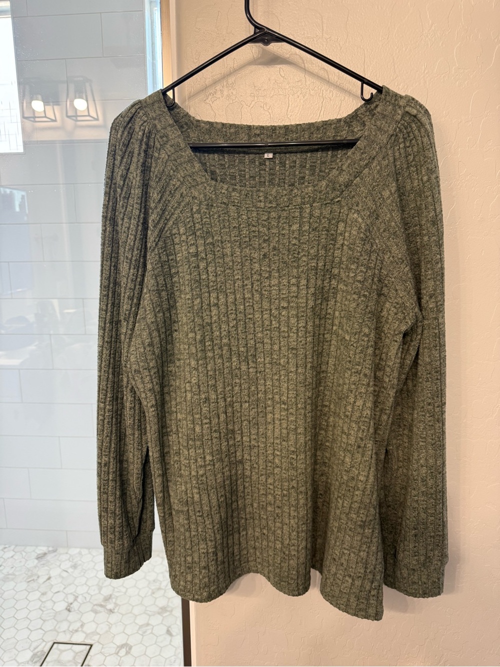 Women's Olive Green Ribbed Sweater